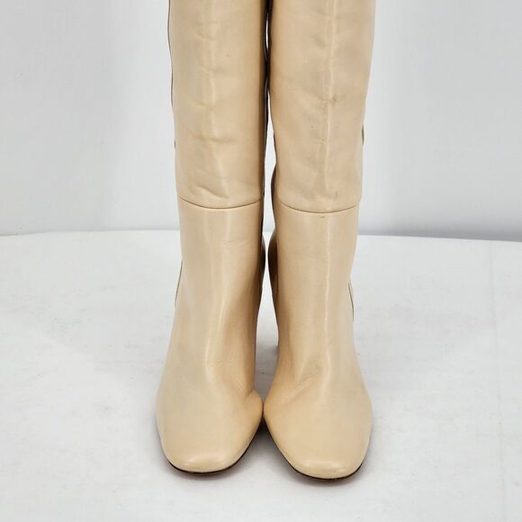 Sandro Jily Smooth Leather Ivory Tall Heeled Boots Size 37 EU NEW - Picture 11 of 16
